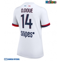 Camisa de Futebol Paris Saint-Germain Desire Doue #14 Equipamento Secundário Mulheres 2025-26 Manga Curta